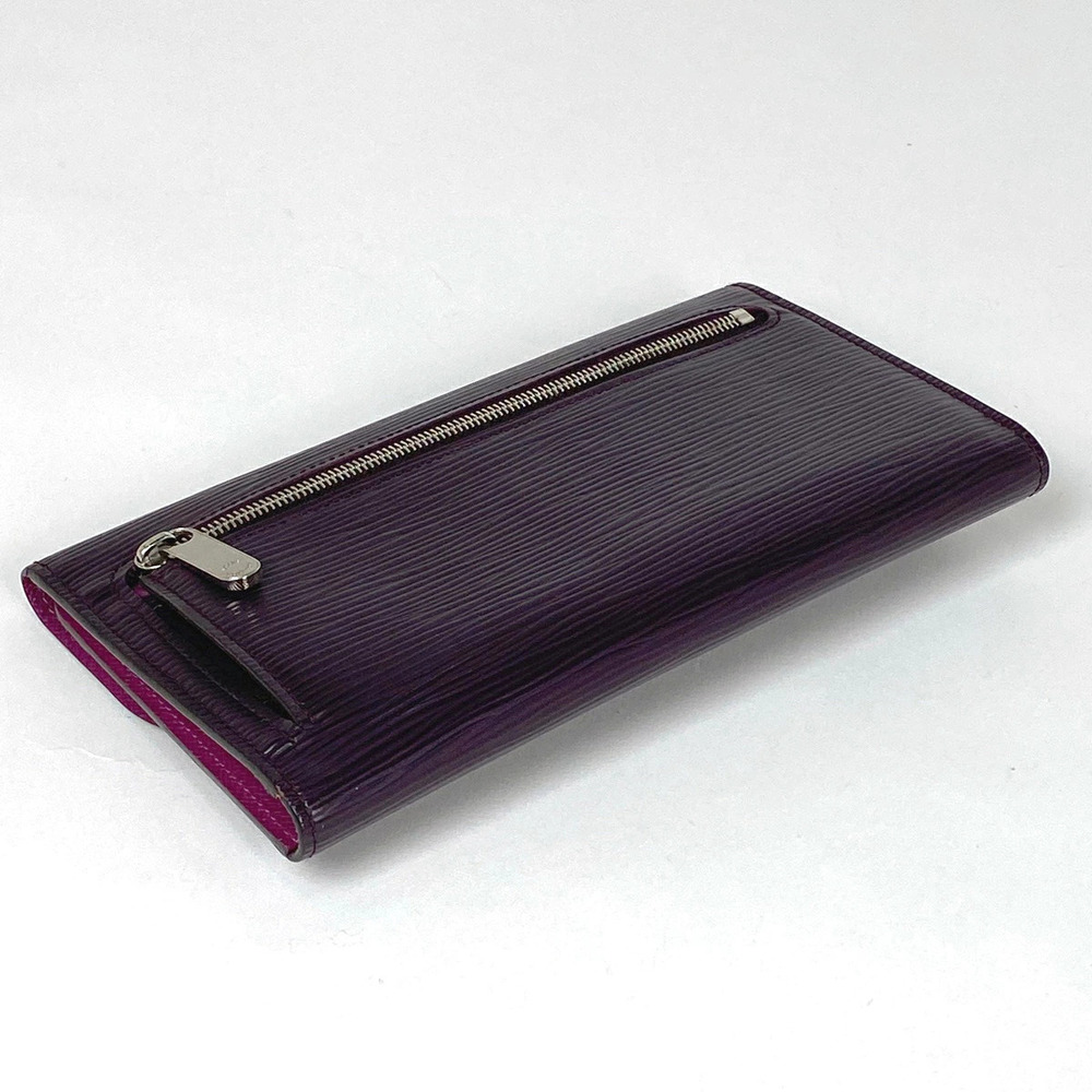 Louis Vuitton Leather Tri Portefeuille Epi fold Long Eugenie Wallet Cassis Black